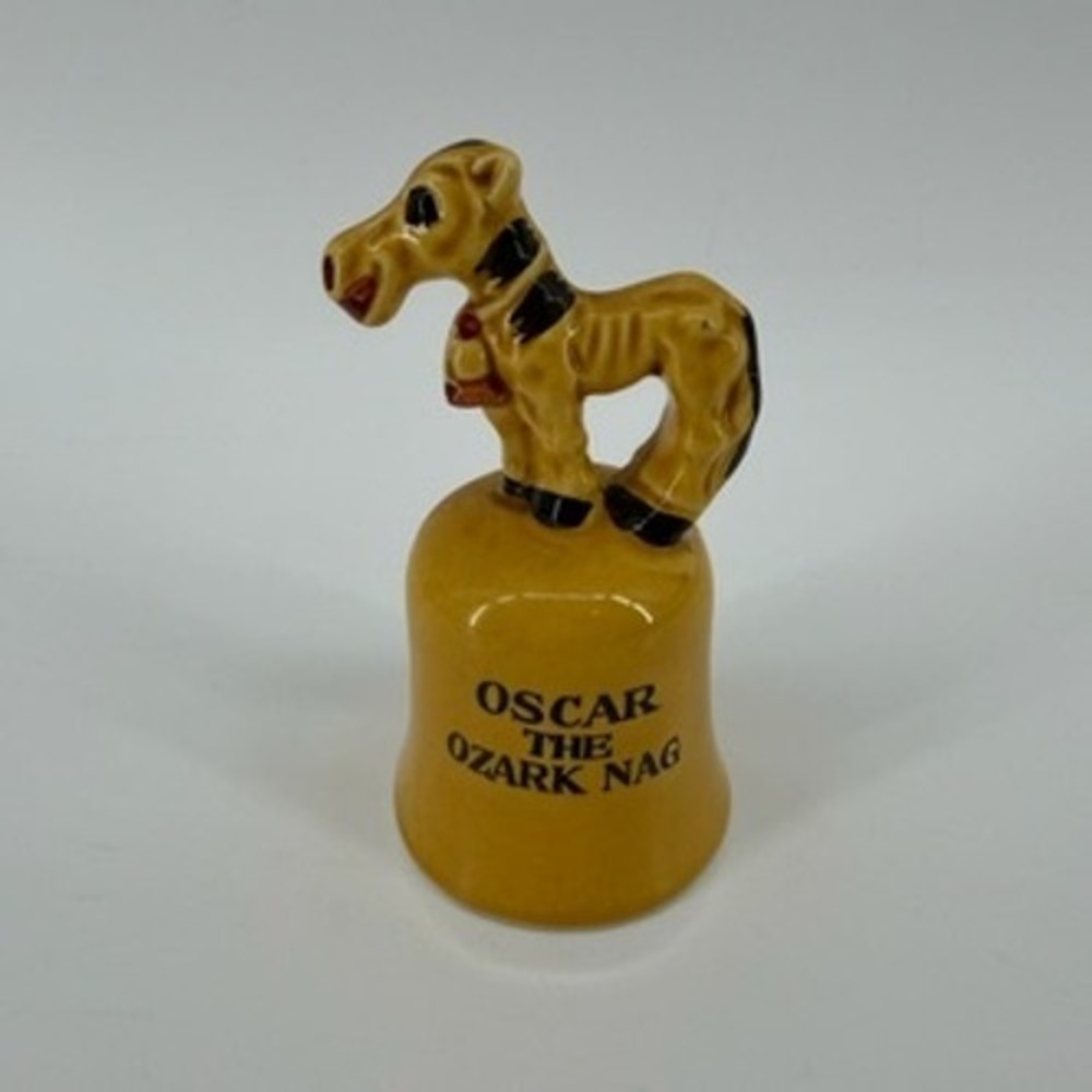 Oscar‎ the Ozark Nag Vintage Ceramic Souvenir Bell Made in Japan Mule Donkey